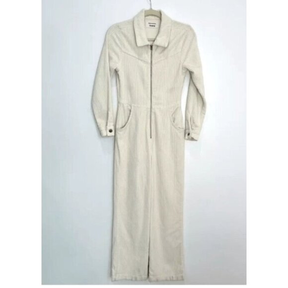 Reformation Aaron corduroy jumpsuit in bone Size 12 - Picture 3 of 16